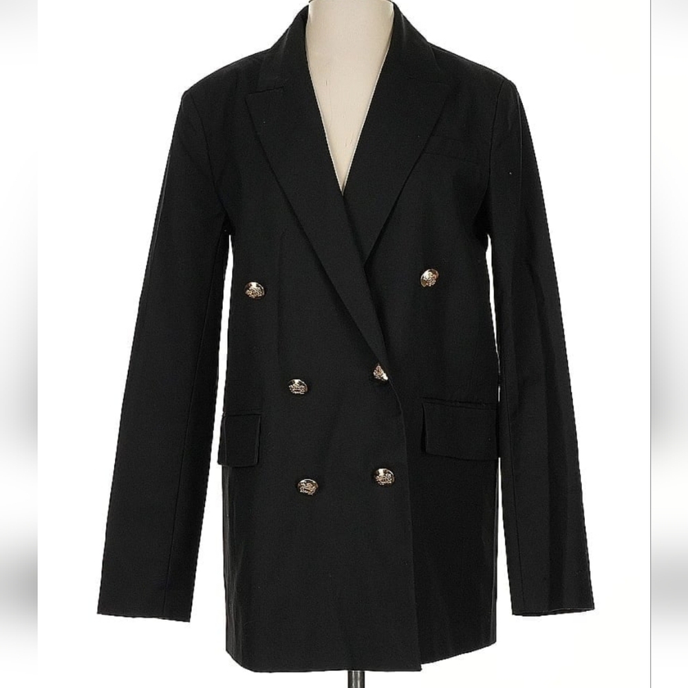 Zara * Double Breastead Blazer Long Black Size XS S M - Picture 15 of 16